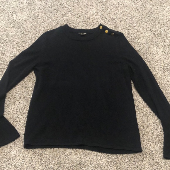 Iman bell sleeve black sweater with gold buttons xs sm runs big - Picture 5 of 8